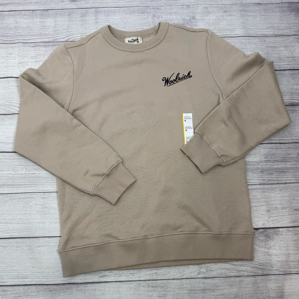 Woolrich Graphic 100% Crewneck Sweatshirt Boots Print Beige Size S - Picture 5 of 12